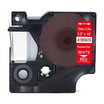 Taśma winylowa Specmark Rhino 1805416 12 mm x 5,5 m / czerwona / biały nadruk / do drukarek DYMO D1