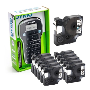 Drukarka etykiet DYMO LabelManager 160 180 dpi / do 12 mm / z 10 szt. taśm D1 w zestawie