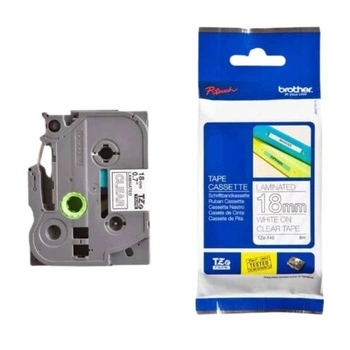 Taśma Brother TZe-145 18 mm x 8 m / przezroczysta / biały nadruk / do drukarek Brother P-touch