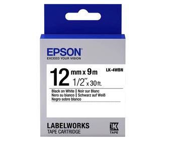 Oryginalna taśma Epson LK-4WBN 12mm x 9m biała czarny nadruk