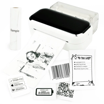 Mini drukarka etykiet Phomemo M03 biała 203 dpi / do 80 mm / PC / Smartfon / BT
