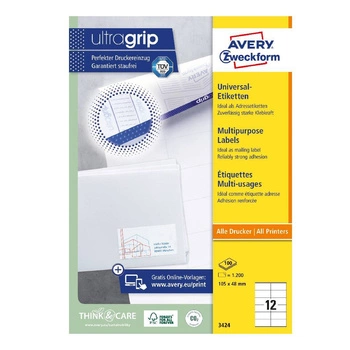 Trwałe etykiety uniwersalne Avery Zweckform A4 100ark./op. 105 x 48 mm / białe