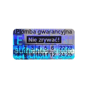 Etykieta plomba hologram original genuine z mocnym klejem wielokolorowa 20 x 10mm 250szt średnica gilzy fi40