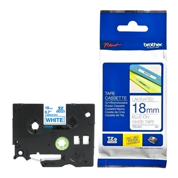 Taśma Brother TZe-243 18 mm x 8 m / biała / niebieski nadruk / do drukarek Brother P-touch