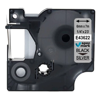 Taśma Specmark D1-43622 6 mm x 7 m / srebrna / czarny nadruk / do drukarek DYMO D1