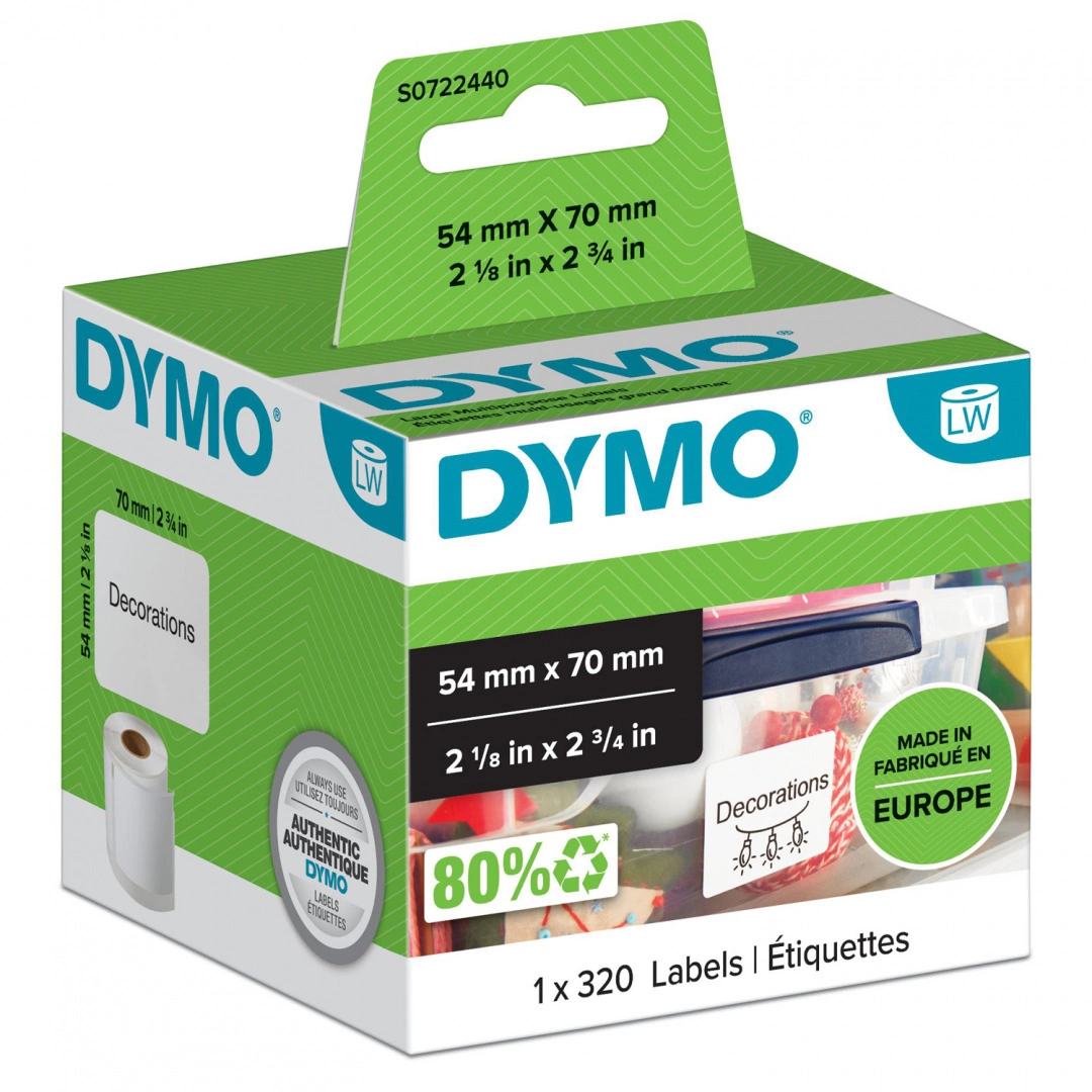 10 Rouleaux étiquettes Compatibles Dymo LabelWriter & Seiko - 54x70mm - 320 étiquettes/rouleau - Impression Thermique Directe - 3