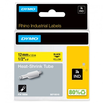 Rurka termokurczliwa DYMO Rhino 18056 12mm x 1,5m ø2,97mm-5,13mm / żółta / czarny nadruk