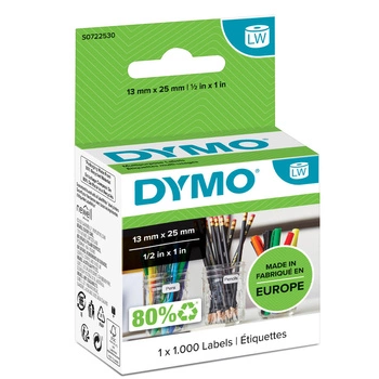 Oryginalne etykiety DYMO LW 11353 S0722530 13mm x 25mm białe/czarny nadruk