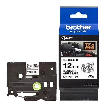 Taśma Brother TZe-FX231 12 mm x 8 m / flexi elastyczna / do drukarek Brother P-touch