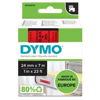Taśma DYMO D1-53717 24 mm x 7 m / czerwona / czarny nadruk / do drukarek DYMO D1