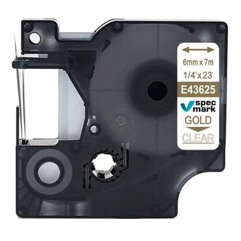 Taśma Specmark D1-43625 6 mm x 7 m / przezroczysta / złoty nadruk / do drukarek DYMO D1
