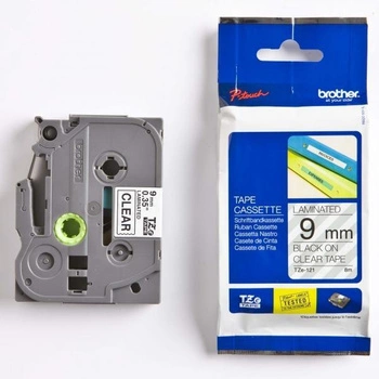 Taśma Brother TZe-121 9mm x 8m / przezroczysta / czarny nadruk / do drukarki etykiet Brother P-touch