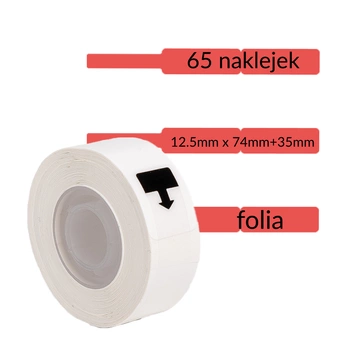Etykiety Phomemo DCXL 12,5 mm x 74 mm - 35 mm 65 szt. / papierowe / jubilerskie / czerwone / czarny nadruk / do drukarki D30S