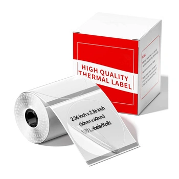 Etykiety Phomemo WY6060-130TT fi 60 mm 130 szt. / okrągłe / przezroczyste / czarny nadruk / do drukarek serii M