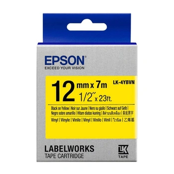 Taśma Epson LK-4YBVN 12 mm x 7 m / żółta / winylowa / do drukarek Epson LabelWorks