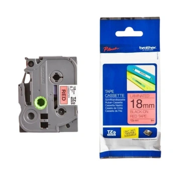 Taśma Brother TZe-441 18 mm x 8 m / czerwona / czarny nadruk / do drukarek Brother P-touch