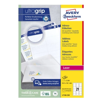 Etykiety adresowe białe Avery Zweckform A4 250ark./op. 63,5 x 38,1 mm