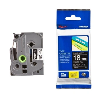 Taśma Brother TZe-345 18 mm x 8 m / czarna / biały nadruk / do drukarek Brother P-touch