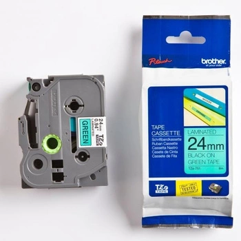 Taśma Brother TZe-751 24 mm x 8 m / zielona / czarny nadruk / do drukarki etykiet Brother P-touch