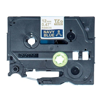 Taśma Brother TZe-RN34 12 mm x 4 m / niebieska / złoty nadruk / do drukarek Brother P-touch