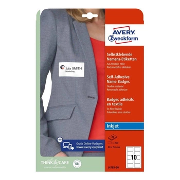 Samoprzylepne identyfikatory do zadruku Avery Zweckform A4 20ark./op. 80x50mm czerwona ramka sztuczny jedwab