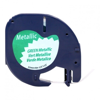 Taśma Specmark LetraTag 91229 12 mm x 4 m / zielona metaliczna / czarny nadruk / do drukarek DYMO LT