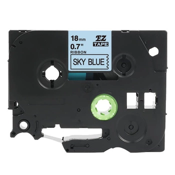 Taśma Specmark TZe-RP541 18 mm x 4 m / wstążka pudrowo niebieska / czarny nadruk / ozdobna / do drukarek Brother P-touch