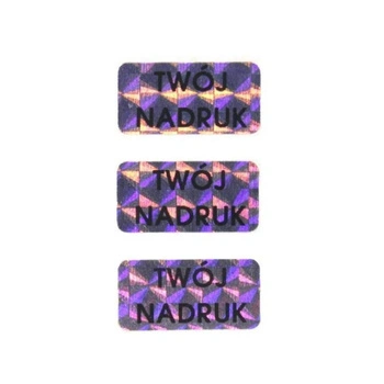 Etykieta plomba hologram Specmark 20 x 8 mm 250 szt. / tetragon / wielokolorowa / czarny nadruk / gilza fi40