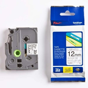 Taśma Brother TZe-M31 12 mm x 8 m / matowa przezroczysta / czarny nadruk / do drukarek Brother P-touch