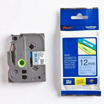 Taśma Brother TZe-531 12 mm x 8 m / niebieska /czarny nadruk / do drukarek Brother P-touch