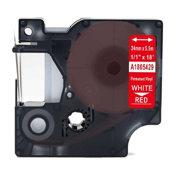 Taśma winylowa Specmark Rhino 1805429 24 mm x 5,5 m / czerwona / biały nadruk / do drukarek DYMO D1