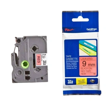 Taśma Brother TZe-421 9 mm x 8 m / czerwona / czarny nadruk / do drukarek Brother P-touch
