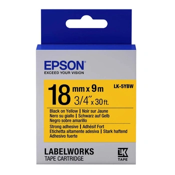Taśma Epson LK-5YBW 18 mm x 9 m / żółta / mocny klej / do drukarek Epson LabelWorks