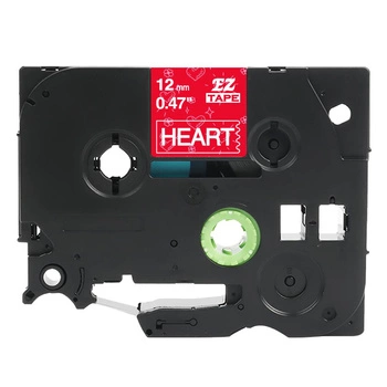 Taśma Specmark TZe-MPVB35 12 mm x 4 m / różowe serca / biały nadruk / ozdobne / do drukarek Brother P-touch