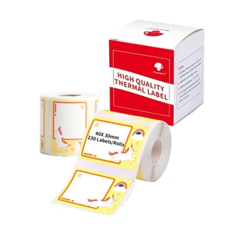 Etykiety Phomemo WP4030-230A 40 x 30 mm 230 szt. / wzór w jednorożce / czarny nadruk / do drukarek serii M