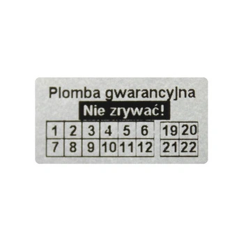 Etykieta plomba krusząca Specmark 20 x 8 mm 250 szt. / akrylit / srebrna / czarny nadruk / gilza fi40