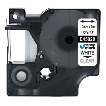 Taśma Specmark D1-45020 12 mm x 7 m / przezroczysta / biały nadruk / do drukarek DYMO D1