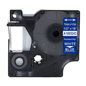 Taśma winylowa Specmark Rhino 1805243 12 mm x 5,5 m / niebieska / biały nadruk / do drukarek DYMO D1