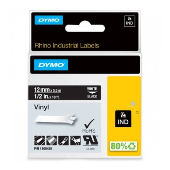 Taśma winylowa DYMO Rhino 1805435 12mm x 5,5m / czarna / biały nadruk