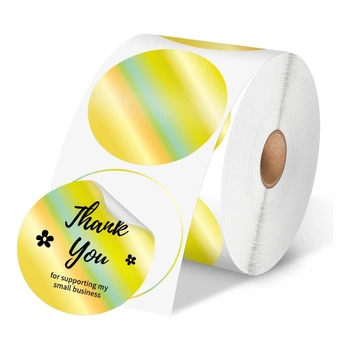 Etykiety Phomemo WY5050-140LG fi 50 mm 140 szt. / okrągłe / błyszczący złoty / czarny nadruk / do drukarek serii M