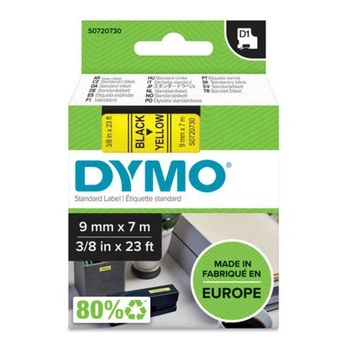 Taśma DYMO D1-40918 9 mm x 7 m / żółta / czarny nadruk / do drukarek DYMO D1