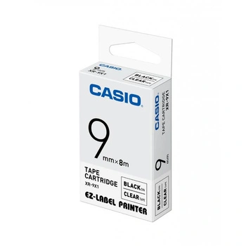 Taśma CASIO XR 9X1 9 mm x 8 m / przezroczysta / czarny nadruk / do drukarek Casio