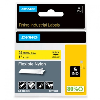 Taśma nylonowa DYMO Rhino 1734525 24 mm x 3,5 m / żółta / czarny nadruk / do drukarek DYMO D1