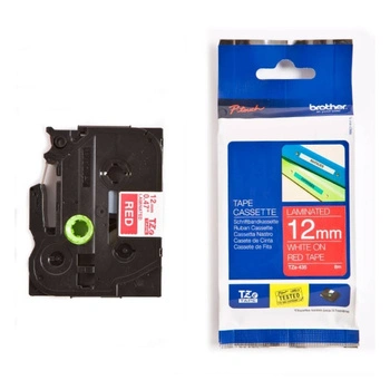 Taśma Brother TZe-435 12 mm x 8 m / czerwona / biały nadruk / do drukarek Brother P-touch