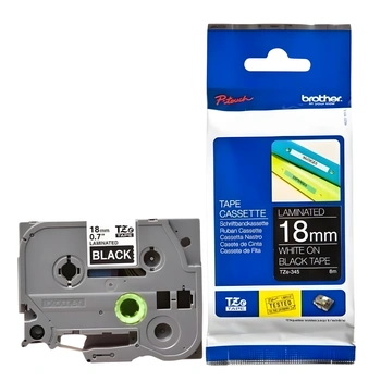 Taśma Brother TZe-345 18 mm x 8 m / czarna / biały nadruk / do drukarek Brother P-touch