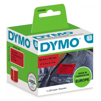 Etykiety DYMO LW-99014 54 x 101 mm 220 szt. / czerwone / czarny nadruk / do drukarek etykiet DYMO LabelWriter
