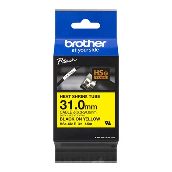 Rurka termokurczliwa Brother Hse-661E 1,5m ø6,3mm - 20,0mm / żółta / czarny nadruk  / do drukarki etykiet Brother P-touch
