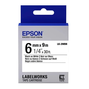 Taśma Epson LK-2WBN 6 mm x 9 m / do drukarek Epson LabelWorks