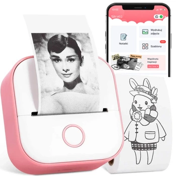 Mini drukarka etykiet Phomemo T02 różowa 203 dpi / do 50 mm / Smartfon / BT