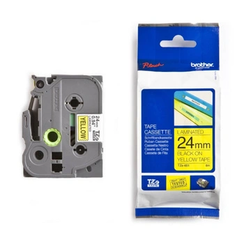 Taśma Brother TZe-651 24 mm x 8 m / żółta / czarny nadruk / do drukarek Brother P-touch